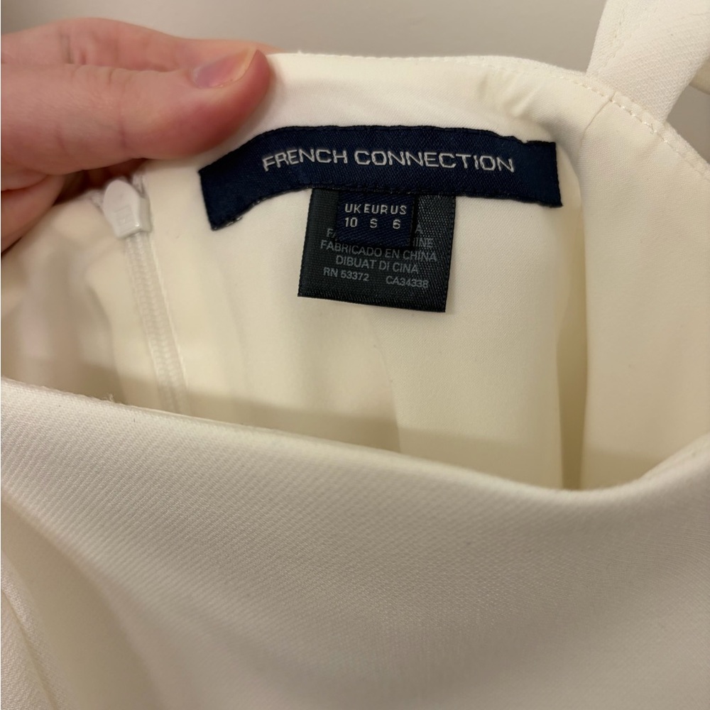 French Connection Cream Mini Dress with Ruffle Straps - Picture 3 of 3